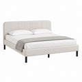 Polsterbett Bettgestell Beige Polyester rechteckig mit Kopfteil 160 x 200 cm