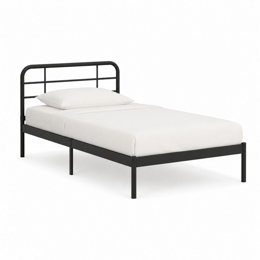 Metallbett Bettgestell Schwarz pulverbeschichteter Stahl rechteckig 90 x 200 cm