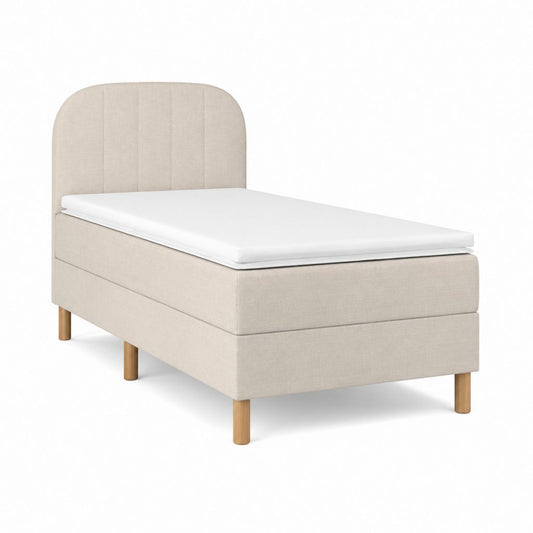 Polsterbett Einzelbett Beige mit Polyesterbezug und Kopfteil 90 x 200 cm