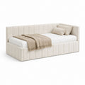 Polsterbett Tagesbett Creme Bouclé-Polyester Rechteckig 90 x 200 cm