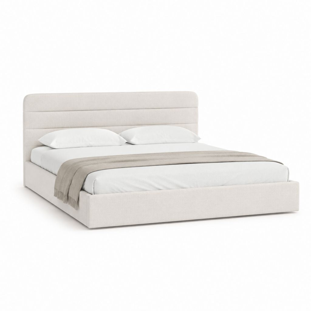 Polsterbett Doppelbett in Beige mit Polyesterbezug 160 x 200 cm