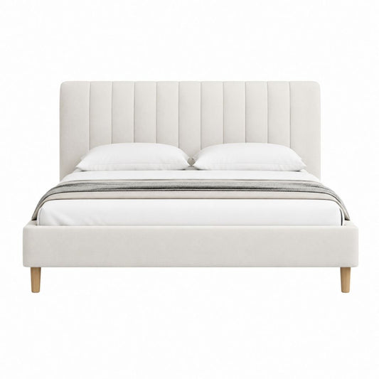 Polsterbett Doppelbett Cremeweiß Polyester Rechteckig Liegefläche 160 x 200 cm