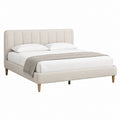 Polsterbett Doppelbett Beige Polyester mit gepolstertem Kopfteil 160 x 200 cm