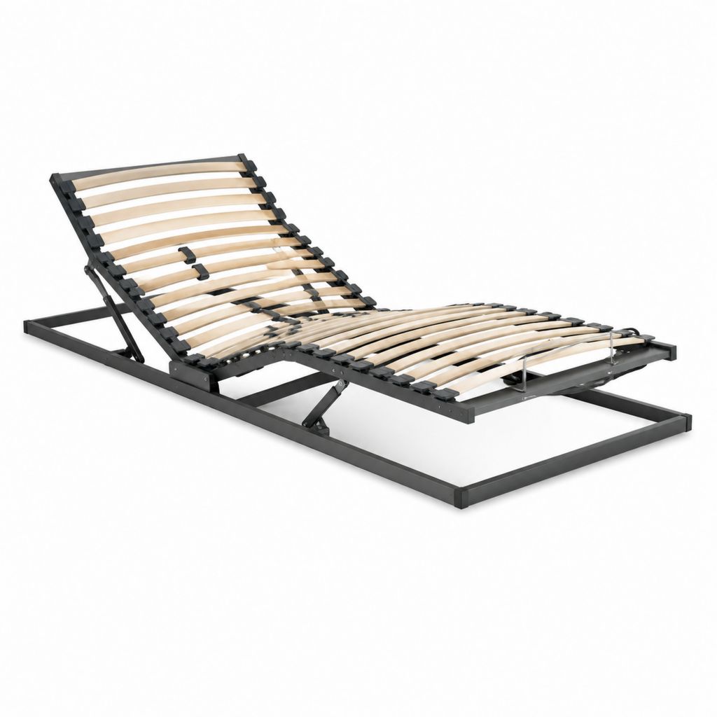 Verstellbarer Lattenrost 90 x 200 cm Schwarz Stahlrahmen mit Birkenholzleisten