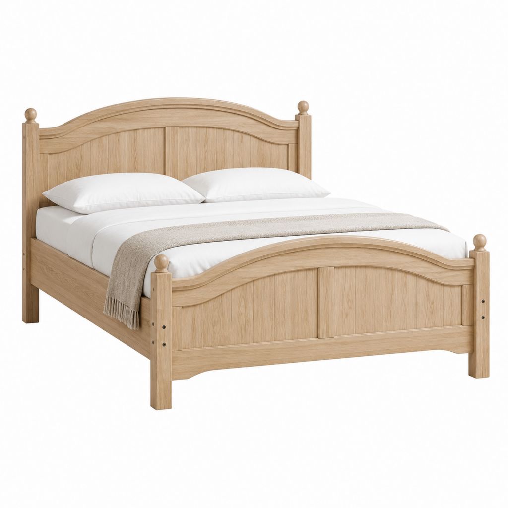 Doppelbett Bettgestell Natur Eiche Massivholz geschwungen 160 x 200 cm
