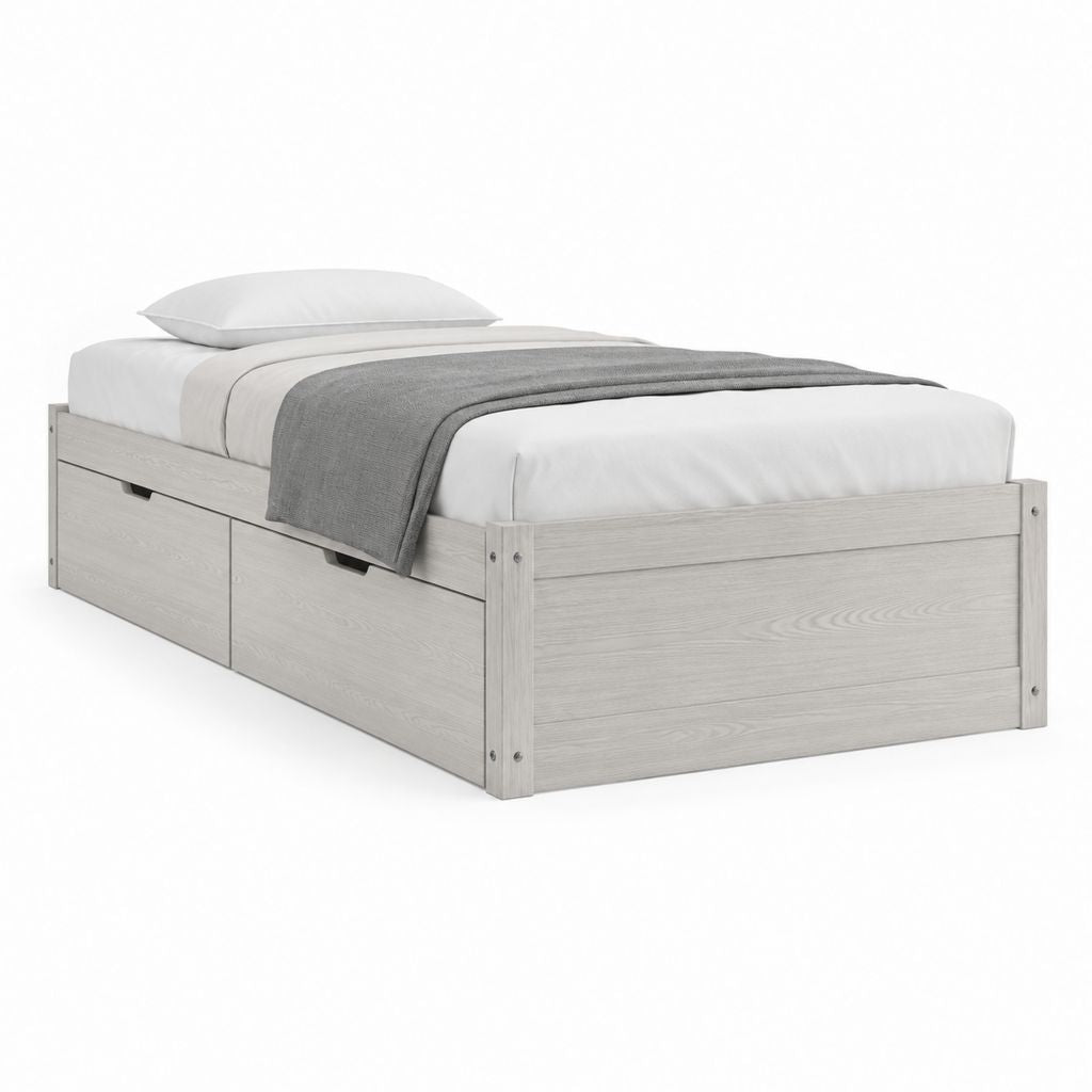 Einzelbett mit 2 Schubladen Grau Eiche Spanplatte 90 x 200 cm