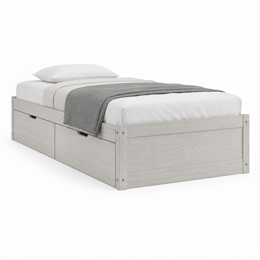 Einzelbett mit 2 Schubladen Grau Eiche Spanplatte 90 x 200 cm