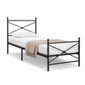 Metallbett Einzelbett Schwarz pulverbeschichteter Stahl rechteckig 90 x 200 cm
