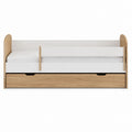 Kinderbett mit Rausfallschutz und Schublade Weiß Naturholz aus Massivholz und MDF 140 x 70 cm