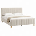 Polsterbett Bettgestell Beige Polyester Rechteckig 160 x 200 cm
