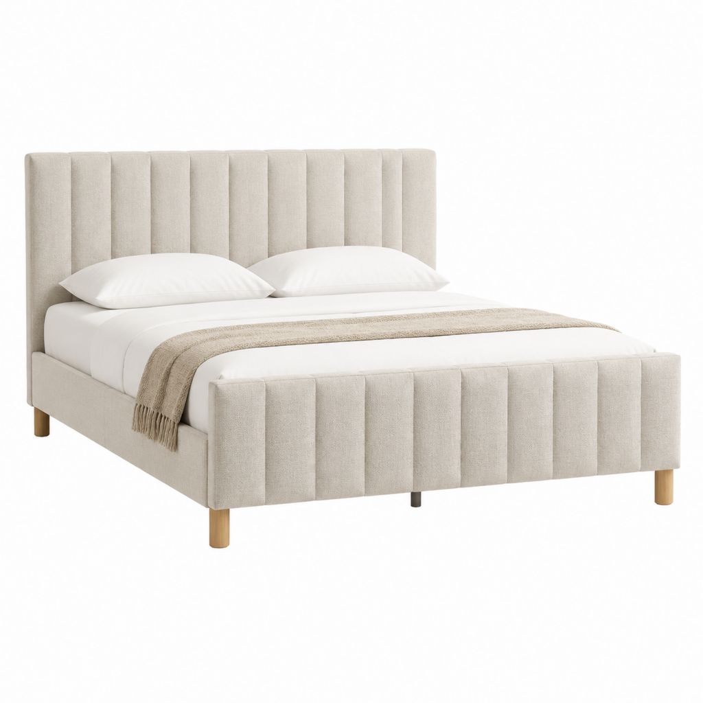 Polsterbett Bettgestell Beige Polyester Rechteckig 160 x 200 cm