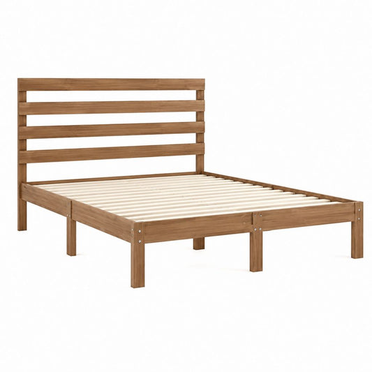 Doppelbett Bettgestell Braun aus Kiefer Massivholz mit Lattenrost 140 x 200 cm